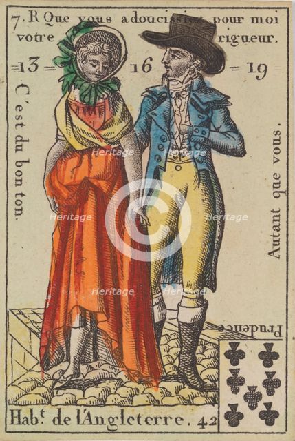 Hab.t de l'Angleterre from Playing Cards (for Quartets) 'Costumes des Peuples..., 1700-1799. Creator: Anon.