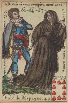 Hab.t de l'Espagne from Playing Cards (for Quartets) Costumes des Peuples..., 1700-1799. Creator: Anon