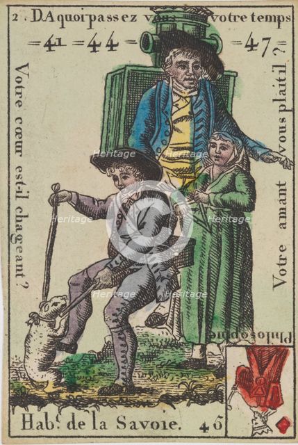 Hab.t de la Savoie from Playing Cards (for Quartets) 'Costumes des Peuples..., 1700-1799. Creator: Anon.