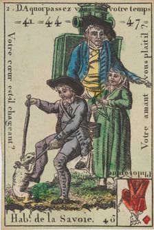 Hab.t de la Savoie from Playing Cards (for Quartets) Costumes des Peuples..., 1700-1799. Creator: Anon