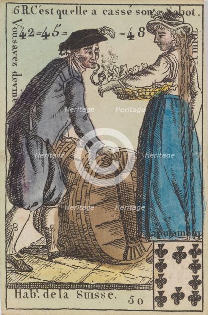 Hab.t de la Suisse from Playing Cards (for Quartets) 'Costumes des Peuples..., 1700-1799. Creator: Anon.