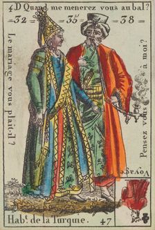 Hab.t de la Turquie from Playing Cards (for Quartets) Costumes des Peuples..., 1700-1799. Creator: Anon