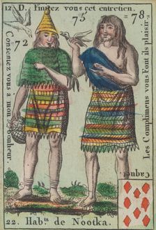 Hab.t de Nootka from Playing Cards (for Quartets) Costumes des Peuples Étrangers 1700-1799. Creator: Anon