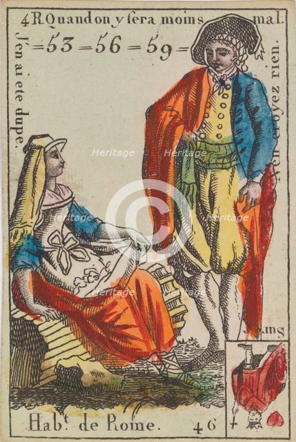 Hab.t de Rome from Playing Cards (for Quartets) 'Costumes des Peuples..., 1700-1799. Creator: Anon.