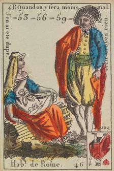 Hab.t de Rome from Playing Cards (for Quartets) Costumes des Peuples..., 1700-1799. Creator: Anon