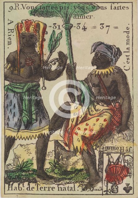 Hab.t de Terre natal from Playing Cards (for Quartets) 'Costumes des Peuples..., 1700-1799. Creator: Anon.