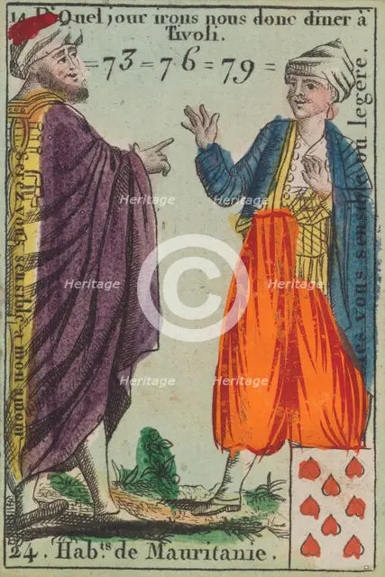 Hab.ts de Mauritanie from Playing Cards (for Quartets) 'Costumes des Peuples..., 1700-1799. Creator: Anon.