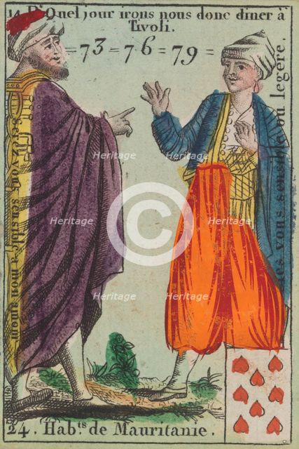 Hab.ts de Mauritanie from Playing Cards (for Quartets) 'Costumes des Peuples..., 1700-1799. Creator: Anon.