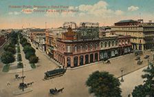 Habana: Prado, Neptuno y Hotel Plaza. Prado, Central Park and Plaza Hotel, c1910