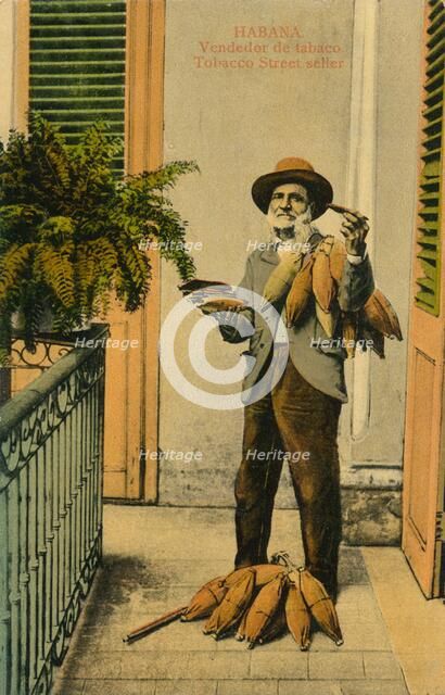 Habana. Vendedor de tabaco. Tobacco Street seller, c1910s. Artist: Unknown