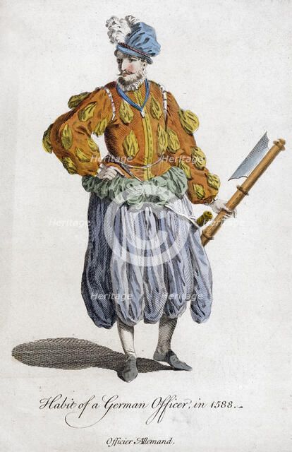 Habit of a German officer in 1588 (18th century). Artist: Unknown