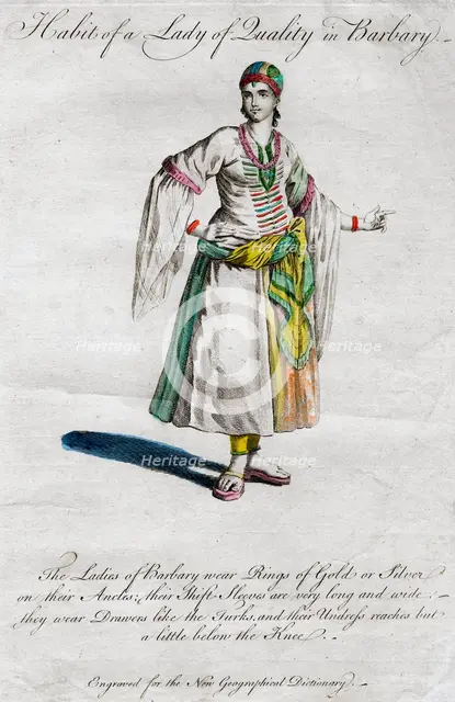 'Habit of a Lady of Quality in Barbary', 18th-19th century. Artist: Unknown