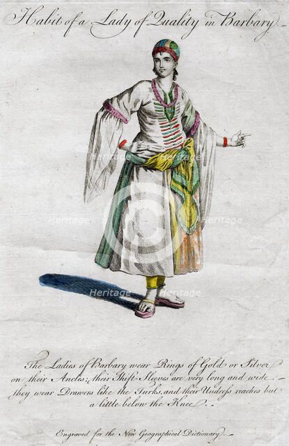 'Habit of a Lady of Quality in Barbary', 18th-19th century. Artist: Unknown