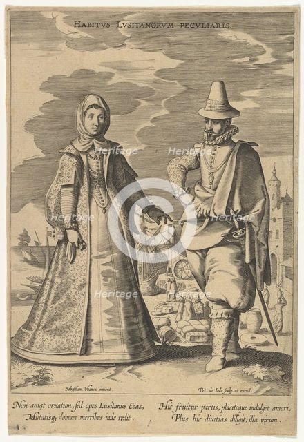 Habitus Lusitanorum Peculiaris, from Fashions of Different Nations.n.d. Creator: Pieter de Jode I.