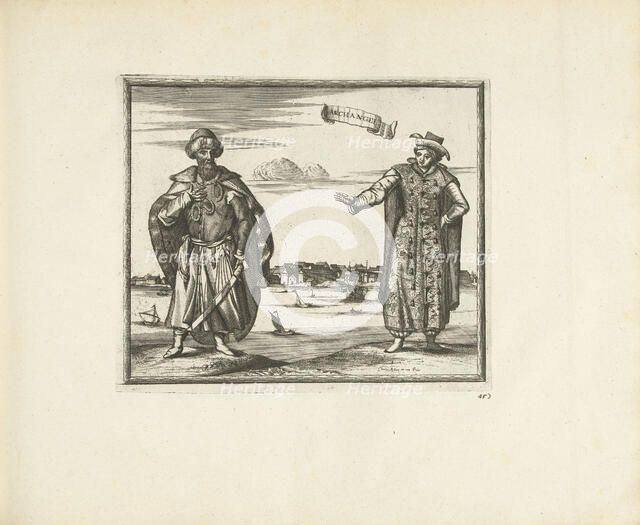 Habitants of Arkhangelsk, 1726. Artist: Aa, Pieter van der (1659-1733)