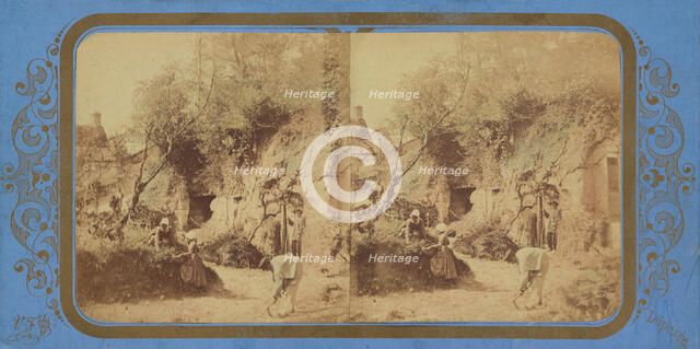 Habitations taillees dans le roc. Touraine., 1855-1860. Creator: Fraget & Viret.