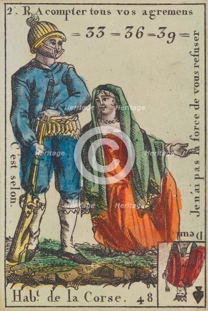 Hab.t de la Corse from Playing Cards (for Quartets) 'Costumes des Peuples Étrangers',..., 1700-1799. Creator: Anon.
