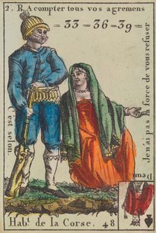 Hab.t de la Corse from Playing Cards (for Quartets) Costumes des Peuples Étrangers ..., 1700-1799. Creator: Anon