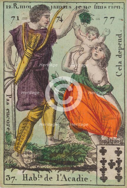 Hab.t de l'Acadie from Playing Cards (for Quartets) 'Costumes des Peuples..., 1700-1799. Creator: Anon.