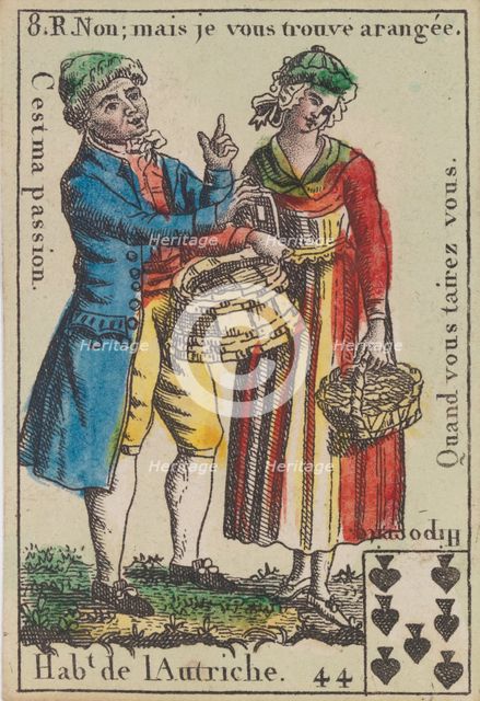 Hab.t de l'Autriche from Playing Cards (for Quartets) 'Costumes des Peuples Étrangers..., 1700-1799. Creator: Anon.