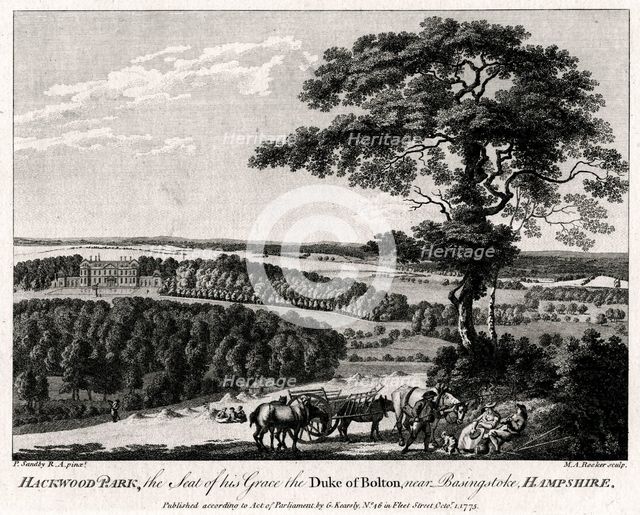 'Hackwood Park, the Seat of his Grace the Duke of Bolton, near Basingstoke, Hampshire', 1775.Artist: Michael Angelo Rooker