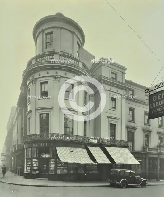 Hachette's book shop on the corner of King William Street, London, 1930. Artist: Unknown.