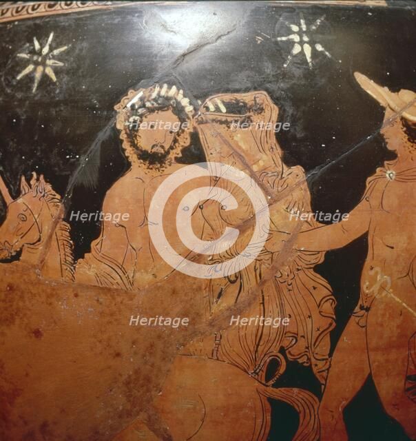 Hades carries off Persephone, detail of Red-figure Volute Krater, c380 BC Artist: Iliupersis Painter.