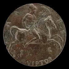 Hadrian Riding and Carrying a Standard [reverse], fourth quarter 15th century. Creator: Antonio Averlino
