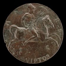 Hadrian Riding and Carrying a Standard [reverse], fourth quarter 15th century. Creator: Antonio Averlino