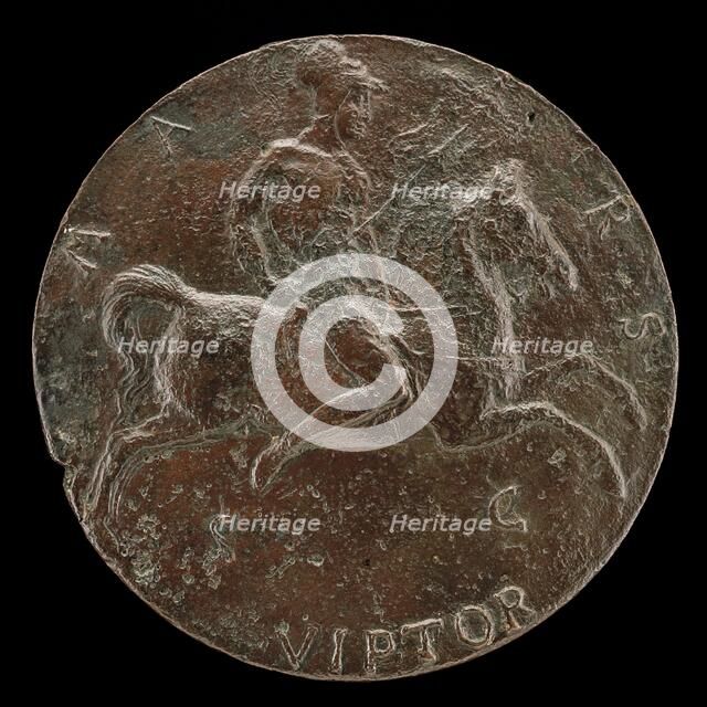 Hadrian Riding and Carrying a Standard [reverse], fourth quarter 15th century. Creator: Antonio Averlino.