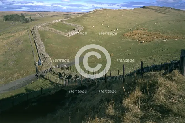 Hadrian's Wall and Cawfields milecastle, Northumberland, 1996. Artist: J Richards