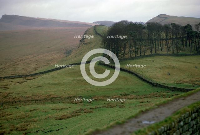 Hadrian's Wall from Housesteads Fort in Northumberland, 2nd century. Artist: Unknown