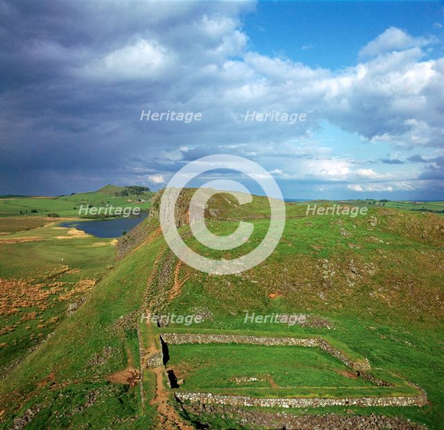 Hadrian's Wall, looking east to Milecastle, 2nd century. Artist: Unknown