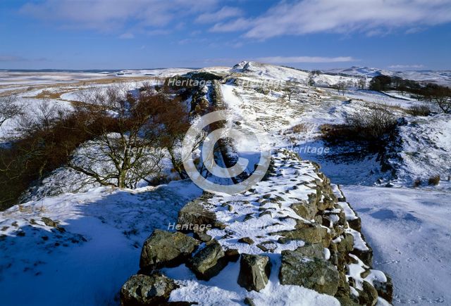 Hadrian's Wall, Northumberland, in winter, 2010. Artist: Graeme Peacock.