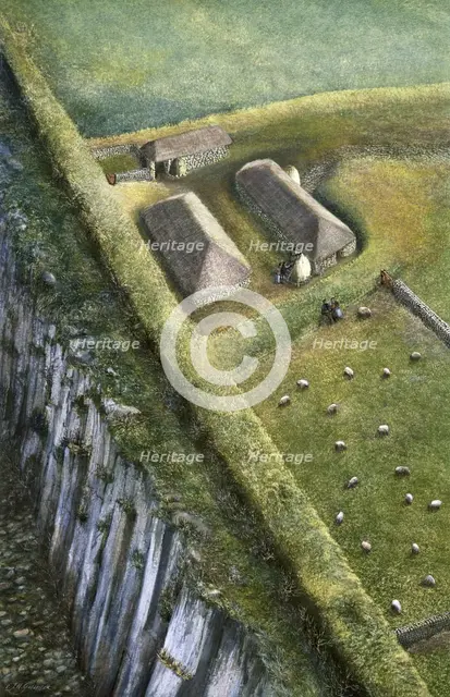 Hadrian's Wall: Sewingshields Wall, c2nd century, (c1990-2010) Artist: Frank Gardiner.