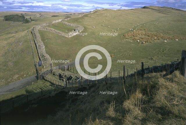 Hadrian's Wall and Cawfields milecastle, Northumberland, 1996. Artist: J Richards