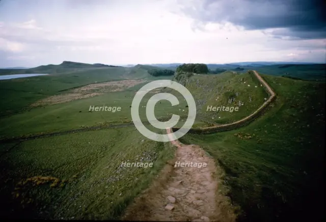 Hadrians Wall. Looking east to Cuddy's Crag, c20th century. Artist: CM Dixon.
