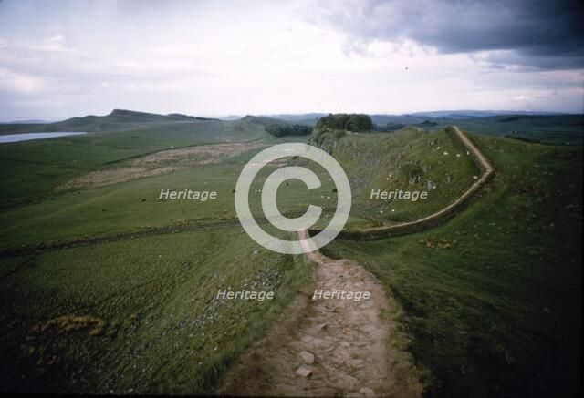 Hadrians Wall. Looking east to Cuddy's Crag, c20th century. Artist: CM Dixon.