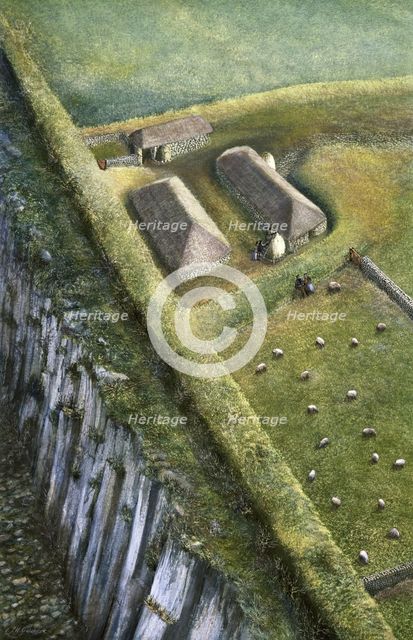 Hadrian's Wall: Sewingshields Wall, c2nd century, (c1990-2010) Artist: Frank Gardiner.