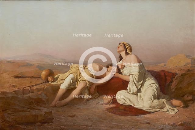 Hagar and Ishmael in the desert, 1888. Creator: Josef Straka.