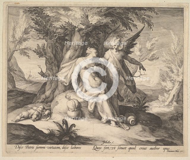 Hagar in the Desert Consoled by an Angel, ca. 1609. Creator: Jan Muller.