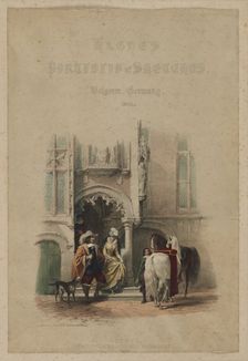Haghe's Portfolio of Sketches. Belgium. Germany, vol. III: Title Page, on a door...Bruges, 1850. Creator: Louis Haghe (British, 1806-1885); Thomas McLean, Haymarket, London