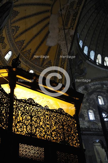 Hagia Sophia, detail of interior, Istanbul, Turkey, 2013.  Creator: LTL.