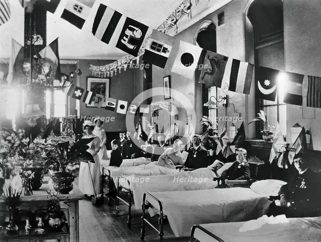 Hahnemann Hospital and Homeopathic Dispensaries, Liverpool: a ward, decorated with..., (1910?). Creator: Unknown.