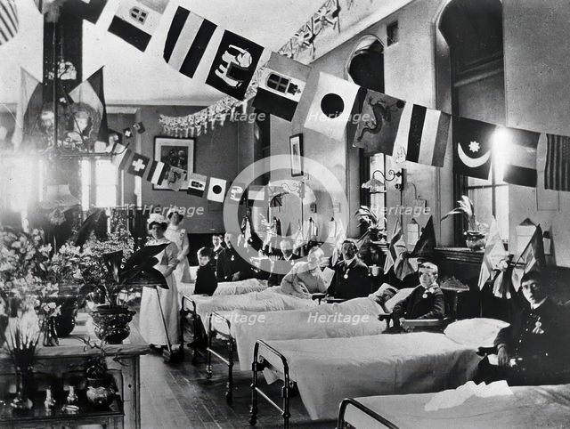 Hahnemann Hospital and Homeopathic Dispensaries, Liverpool: a ward, decorated with..., (1910?). Creator: Unknown.