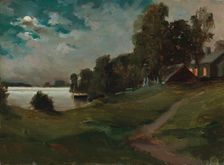 Haikko Villa in Moonlight, 1880. Creator: Albert Edelfelt