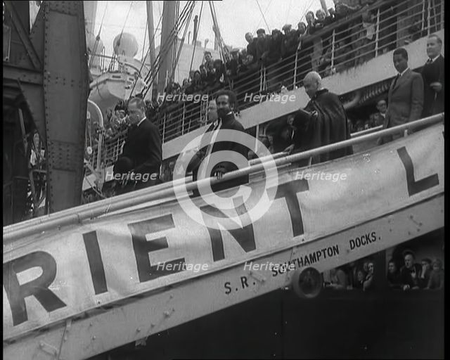 Haile Selassie I, Emperor of Ethiopia Arriving in the United Kingdom, 1936. Creator: British Pathe Ltd.