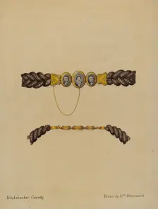 Hair Brooch and Bracelet, c. 1936. Creator: William P. Shearwood