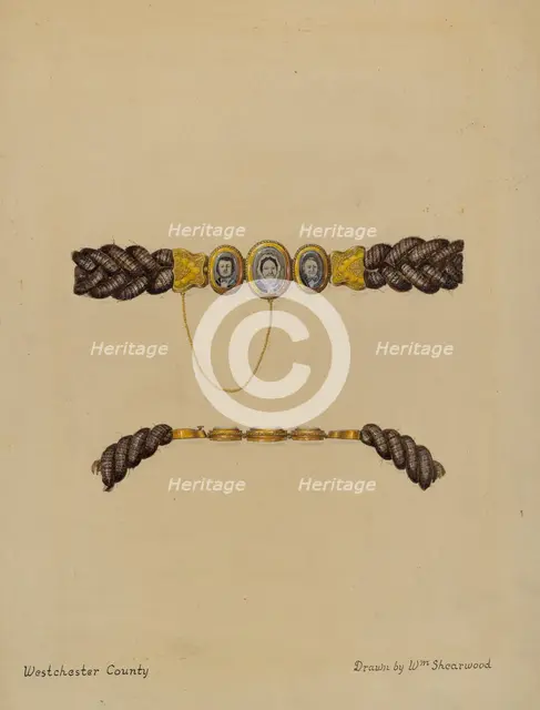 Hair Brooch and Bracelet, c. 1936. Creator: William P. Shearwood.
