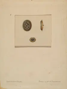 Hair Brooch and Ring, c. 1936. Creator: William P. Shearwood